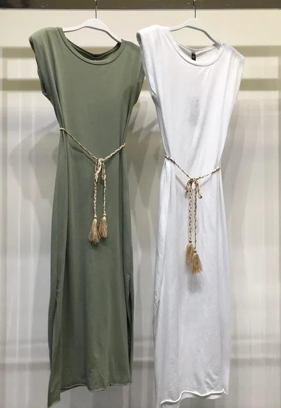 Maxi Dress with Braided Belt