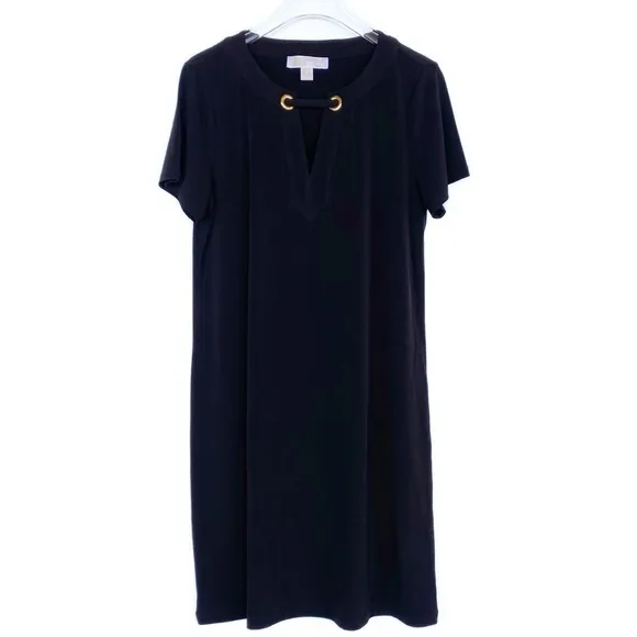 MICHAEL MICHAEL KORS Little Black Dress gold accents Womens size M