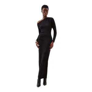 MODESNS Elegant Black One-Shoulder maxi  Dress