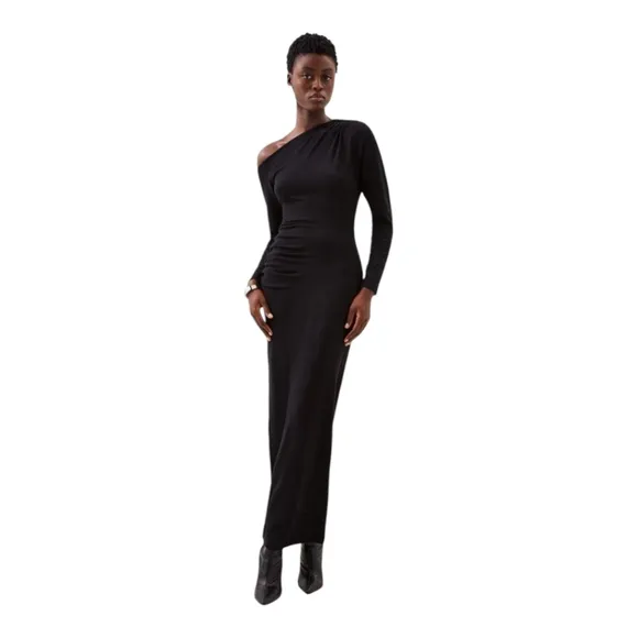 MODESNS Elegant Black One-Shoulder maxi  Dress