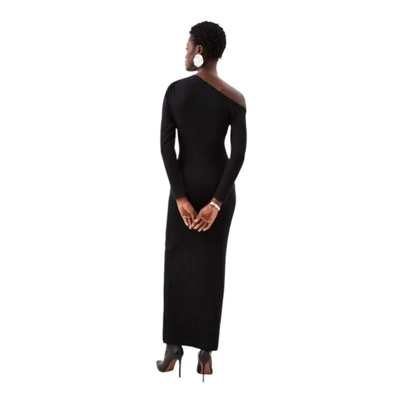 MODESNS Elegant Black One-Shoulder maxi  Dress
