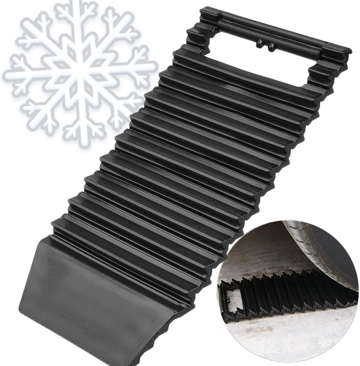 Multitech Solutions Snow Traction Mat & Ice Scraper for Car – 2 in 1 Winter Car Accessory Tire Traction Mats Ideal to Unstuck Your Car from Snow and Ice