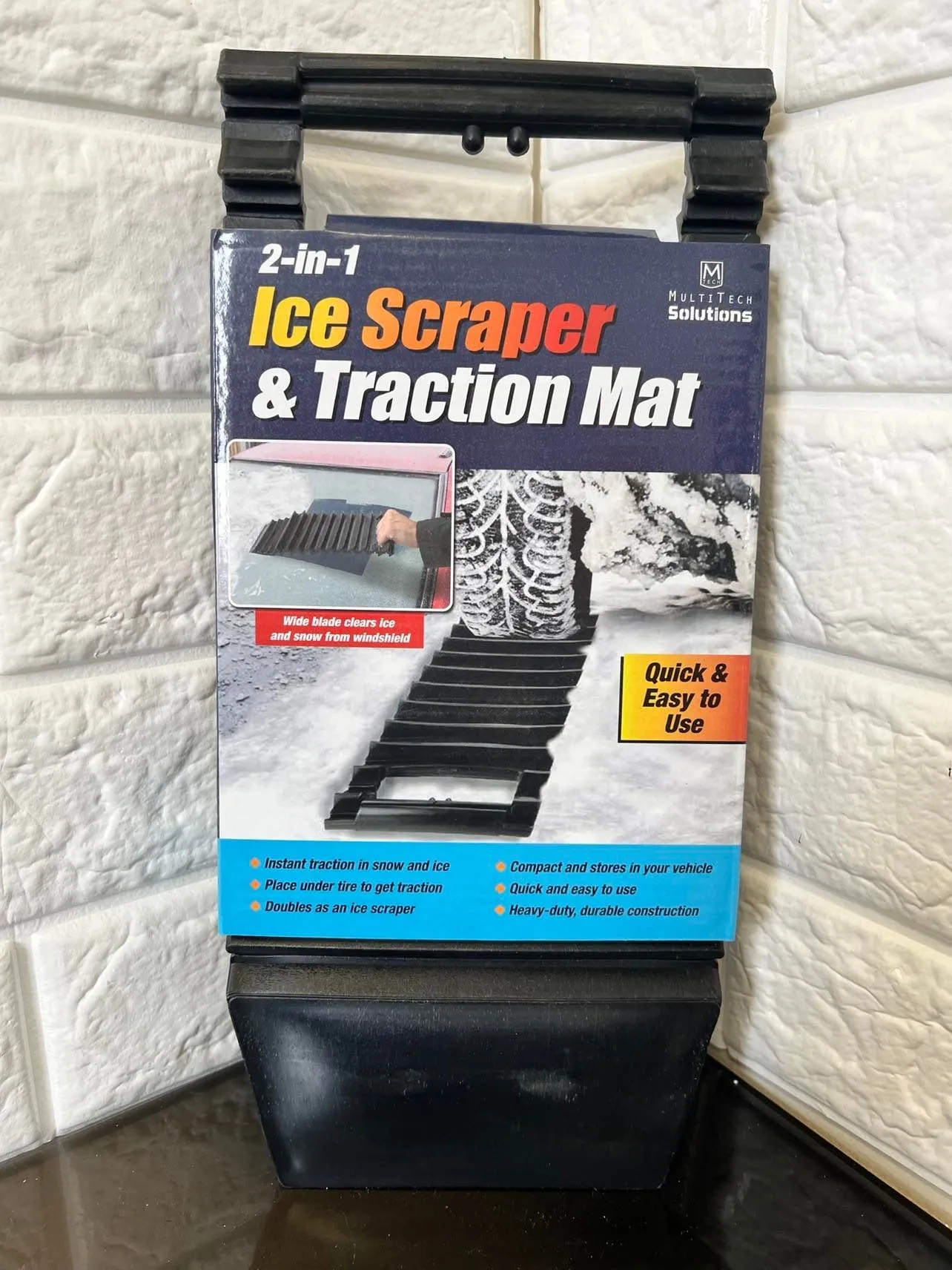 Multitech Solutions Snow Traction Mat & Ice Scraper for Car – 2 in 1 Winter Car Accessory Tire Traction Mats Ideal to Unstuck Your Car from Snow and Ice