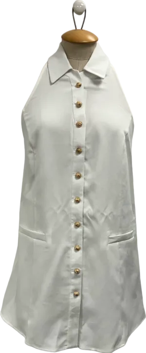 NA-KD White Button Detail A-line Mini Dress UK XS/S