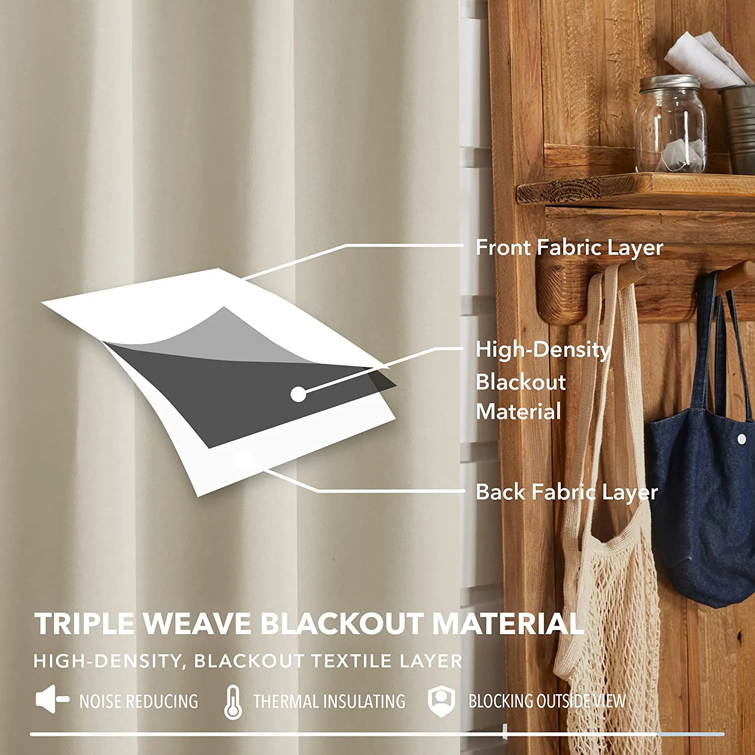 New Deconovo Living Room Darkening Curtains, Grommet Top Thermal Insulated Blackout Curtains, 42 x 84 Inch, Beige, 2 Panels! Winner can buy 2 more sets @ winning bid!