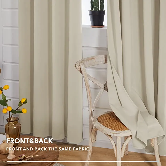 New Deconovo Living Room Darkening Curtains, Grommet Top Thermal Insulated Blackout Curtains, 42 x 84 Inch, Beige, 2 Panels! Winner can buy 2 more sets @ winning bid!