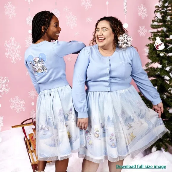 NEW Stitch Shoppe Mickey &amp; Friends Winter Snow Tulle Overlay Skirt