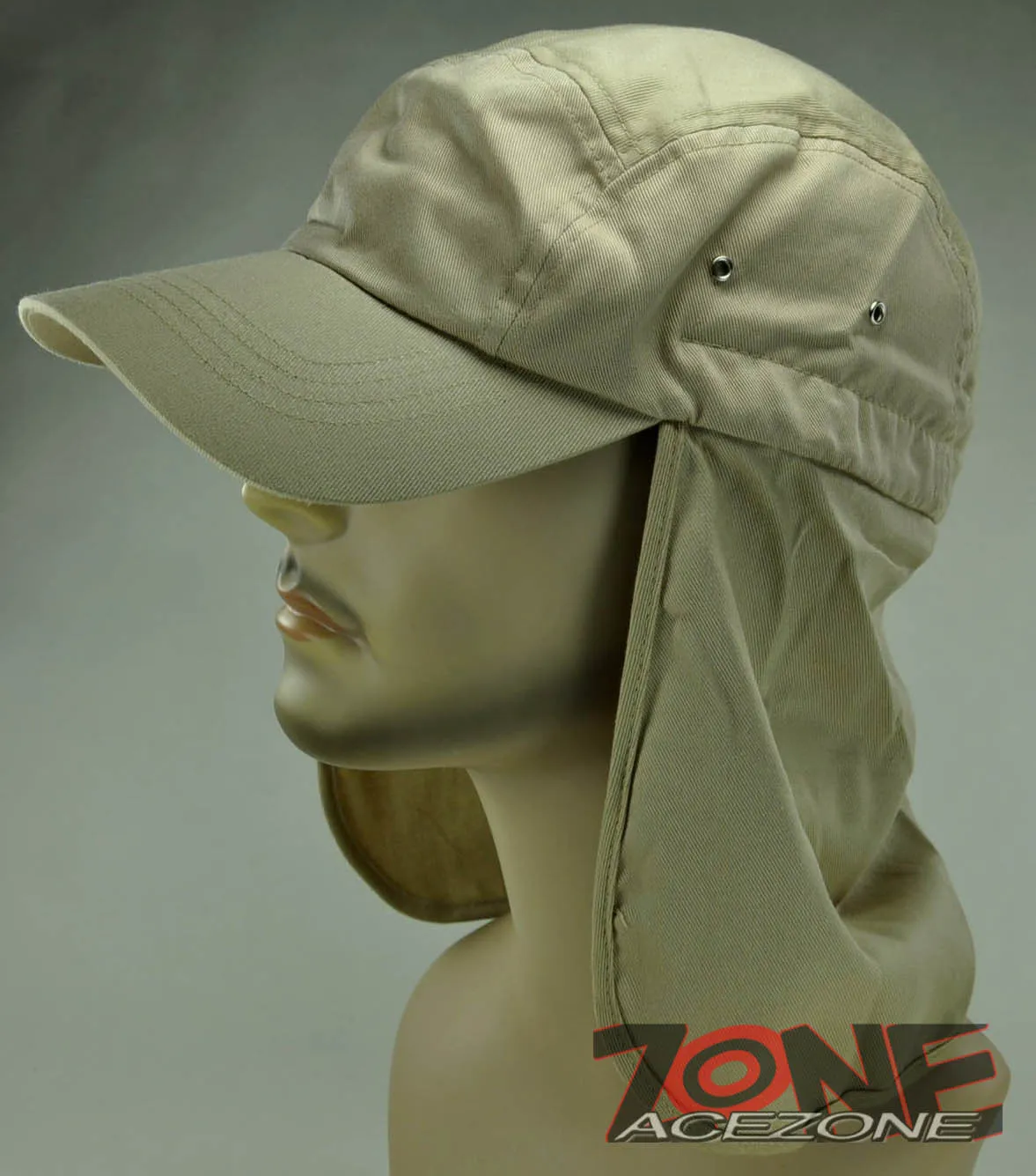 NEW UV SHIELD OUTDOOR SUN PROTECTION EARFLAP SPORT CAP HAT KHAKI