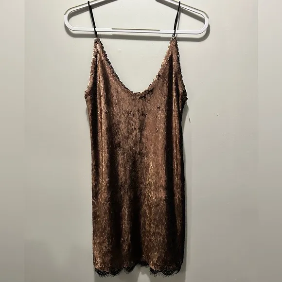NWOT Free People Seeing Double Sequin Slip Dress - medium