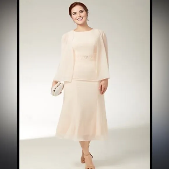 NWT Blush Dress with Embellished Detail with sheer jacket size 16W