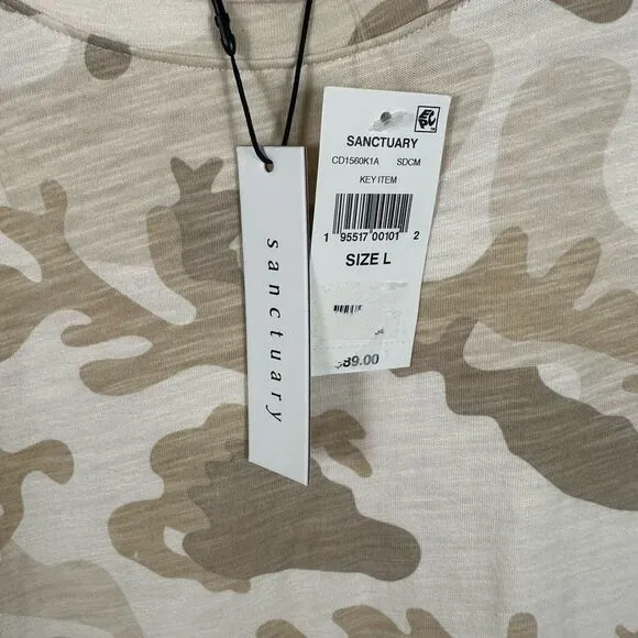 NWT Sanctuary Easy Way Sand Dune Neutral Camo Camouflage Sleeveless Tank Dress L