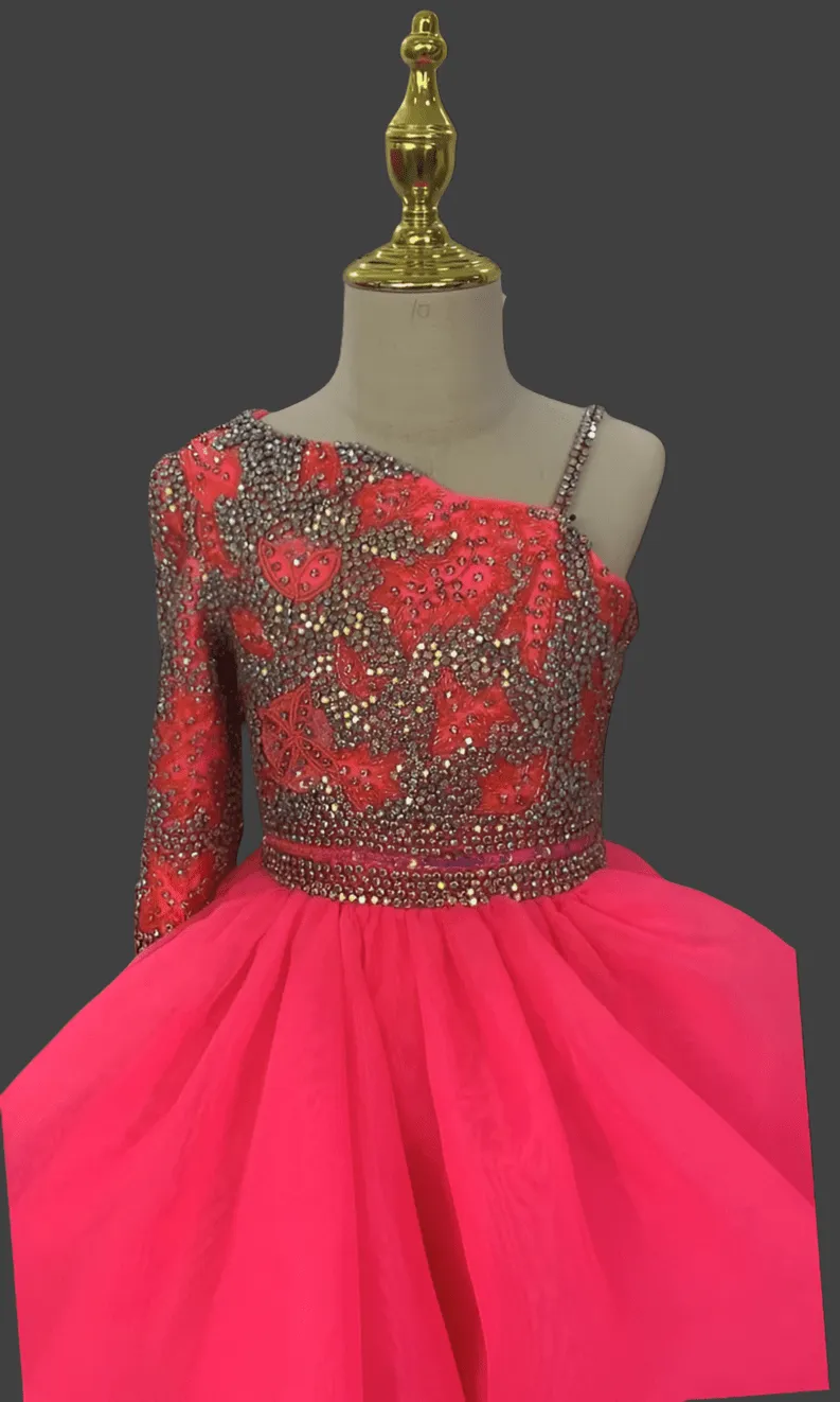 One Shoulder Glitzy Beaded Bodice Teen's Formal Gown