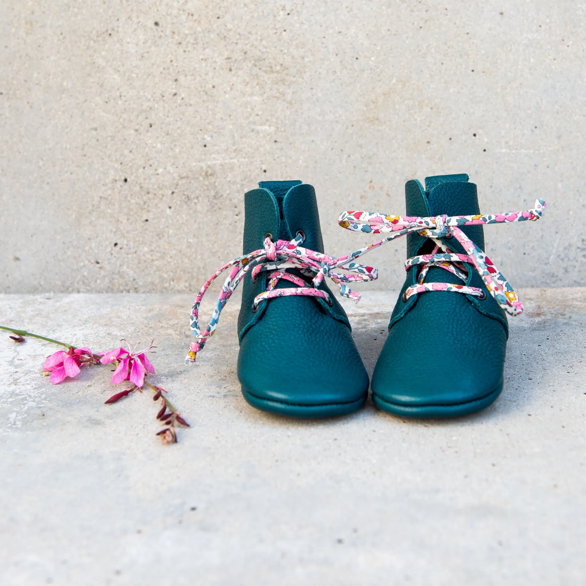 PETROL HIGH TOPS WITH LIBERTY PRINT LACES