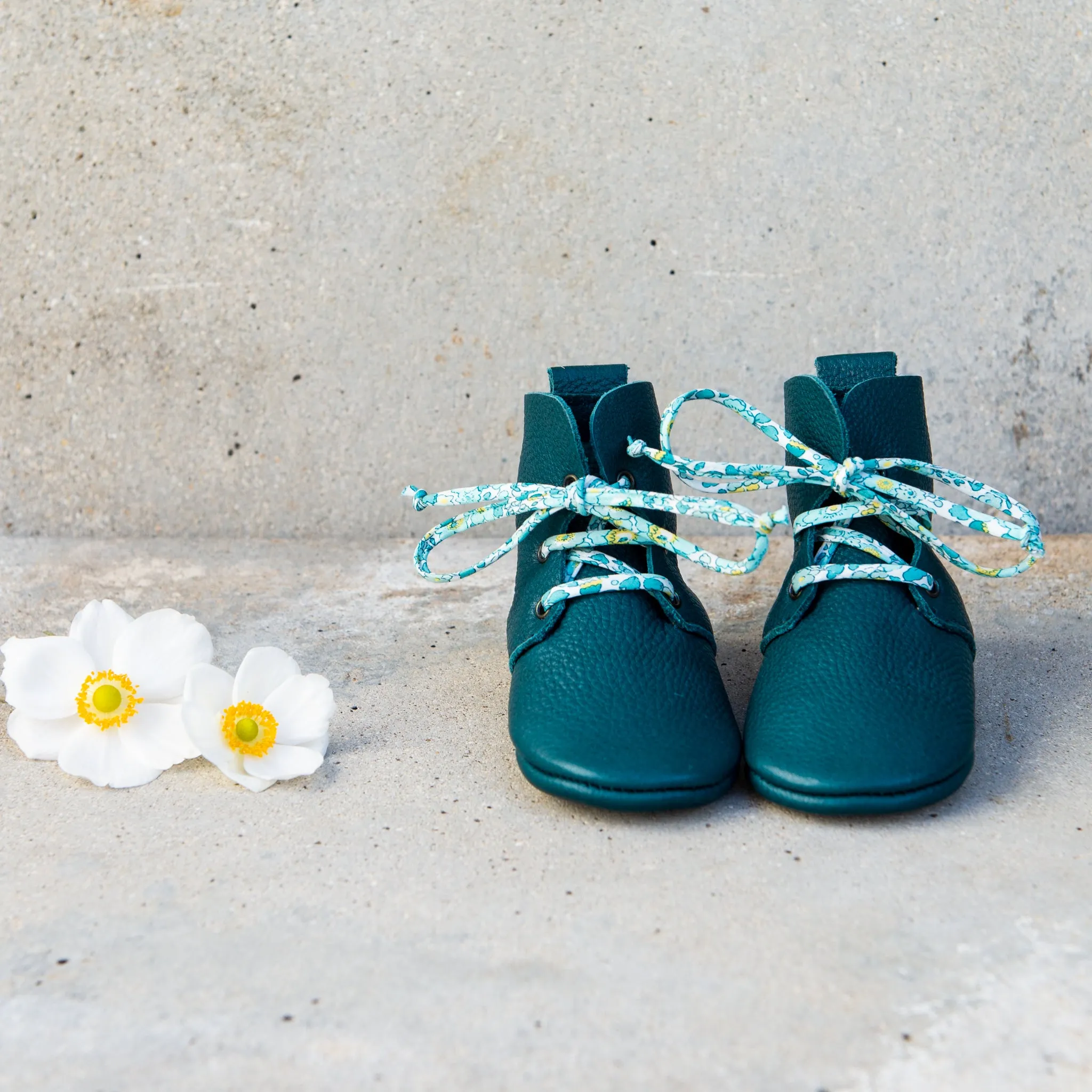 PETROL HIGH TOPS WITH LIBERTY PRINT LACES