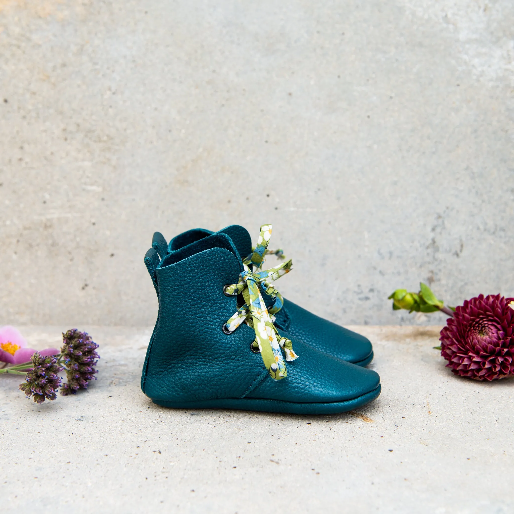 PETROL HIGH TOPS WITH LIBERTY PRINT LACES