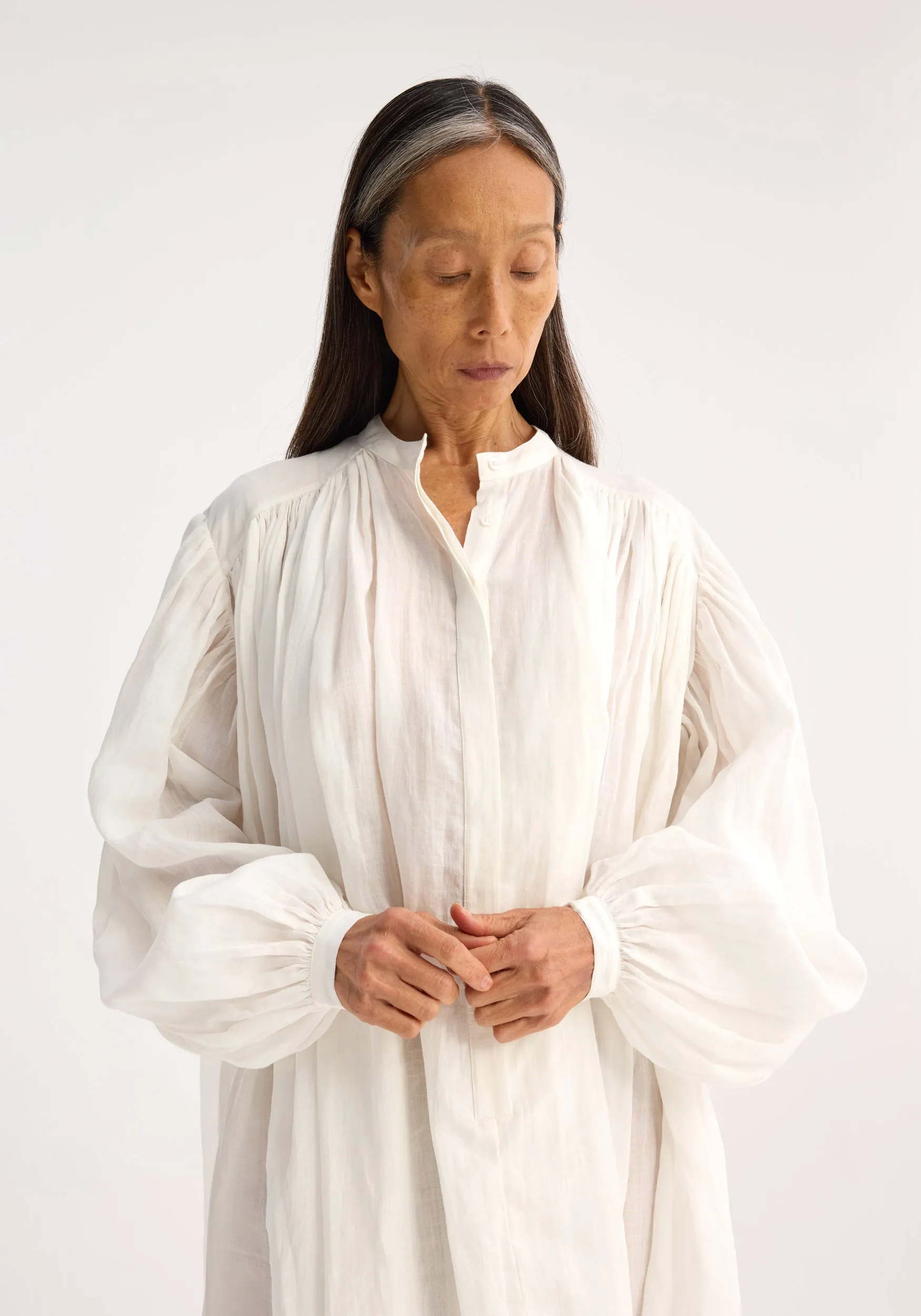 Pleated Ramie Dress