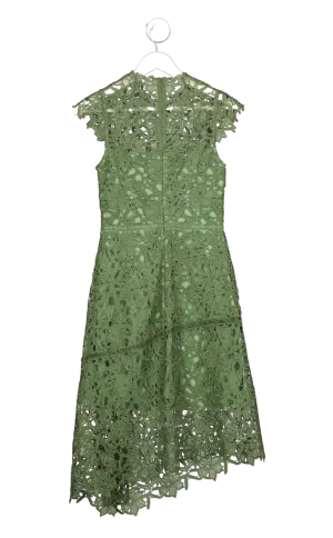 Reiss Green Ivana Asymmetric Hemline Dress UK 8