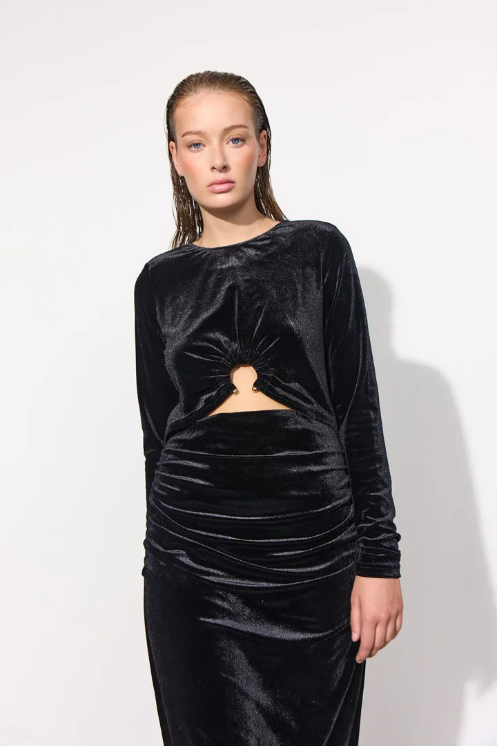 Saga velour dress - Black