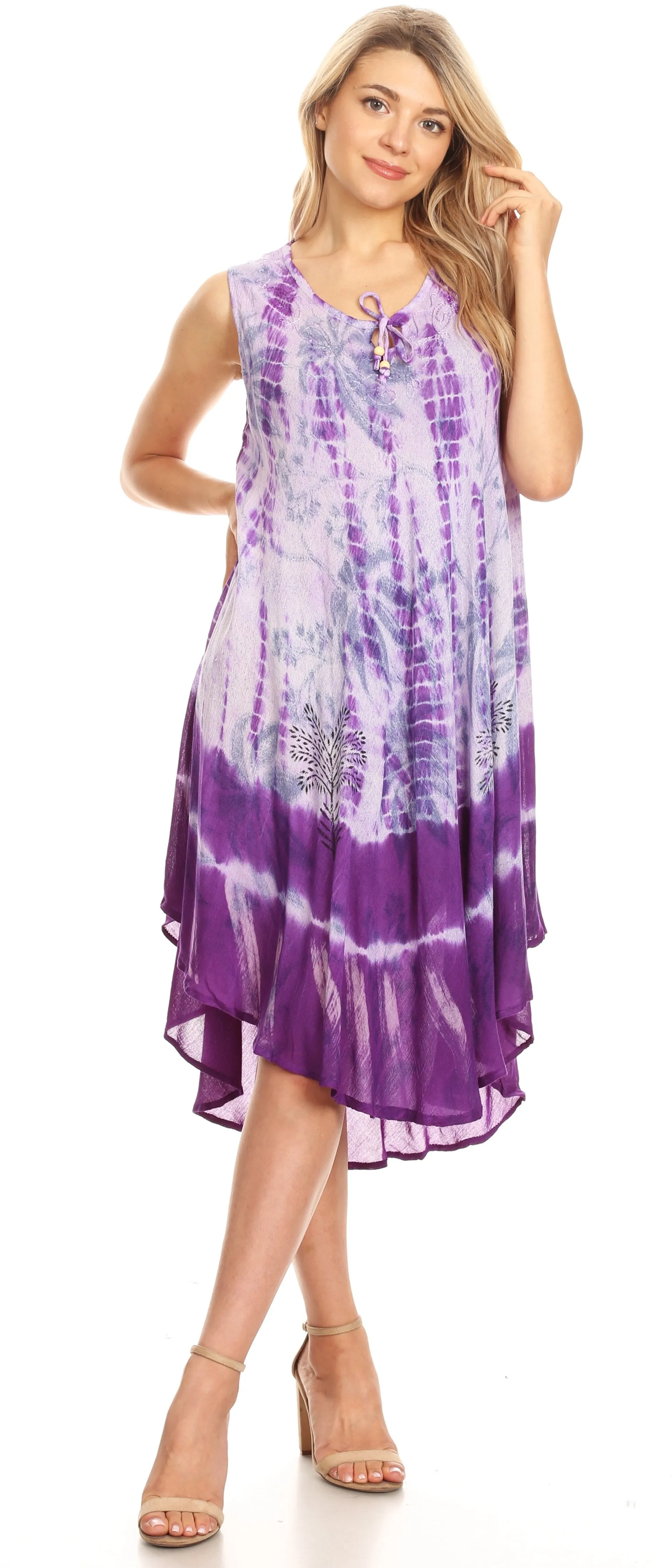 Sakkas Etta Women's Sleeveless Casual Summer Maxi Loose Fit Tie Dye Long Dress