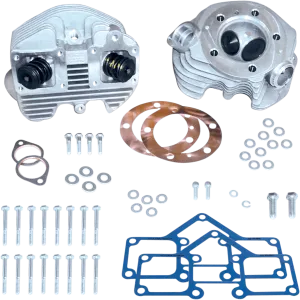 S&S Cycle 90-1498 Super Stock Cylinder Heads (Rubber Band Intake) - Stock Bore - Natural Finish