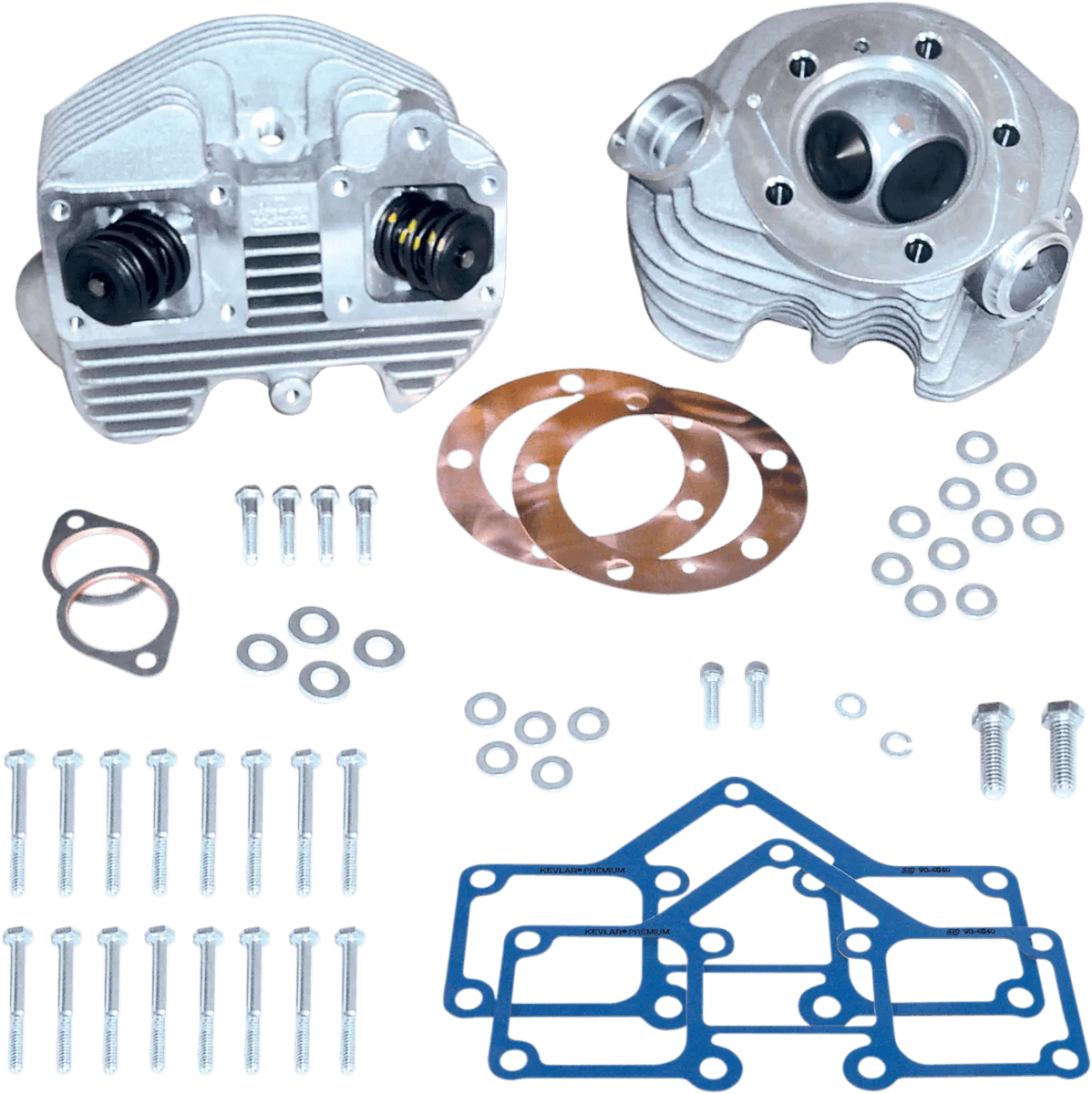 S&S Cycle 90-1498 Super Stock Cylinder Heads (Rubber Band Intake) - Stock Bore - Natural Finish
