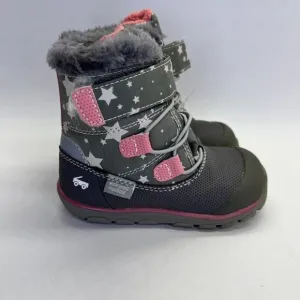 See Kai Run Gilman Waterproof Insulated Girl's Boot Size 8 Gray Pink Stars