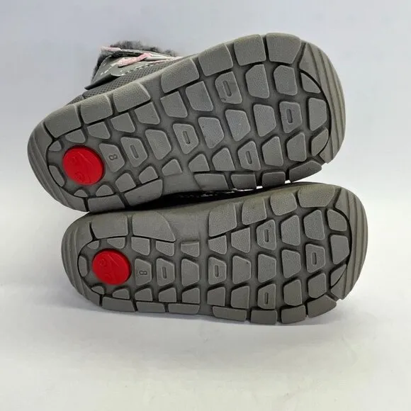 See Kai Run Gilman Waterproof Insulated Girl's Boot Size 8 Gray Pink Stars