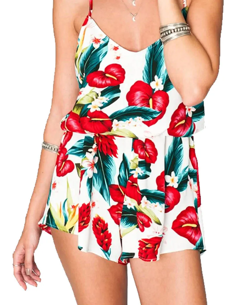 Show Me Your Mumu Rorey Romper in Flamingo Flower Stretch