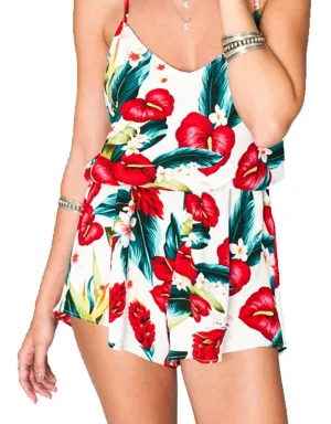 Show Me Your Mumu Rorey Romper in Flamingo Flower Stretch