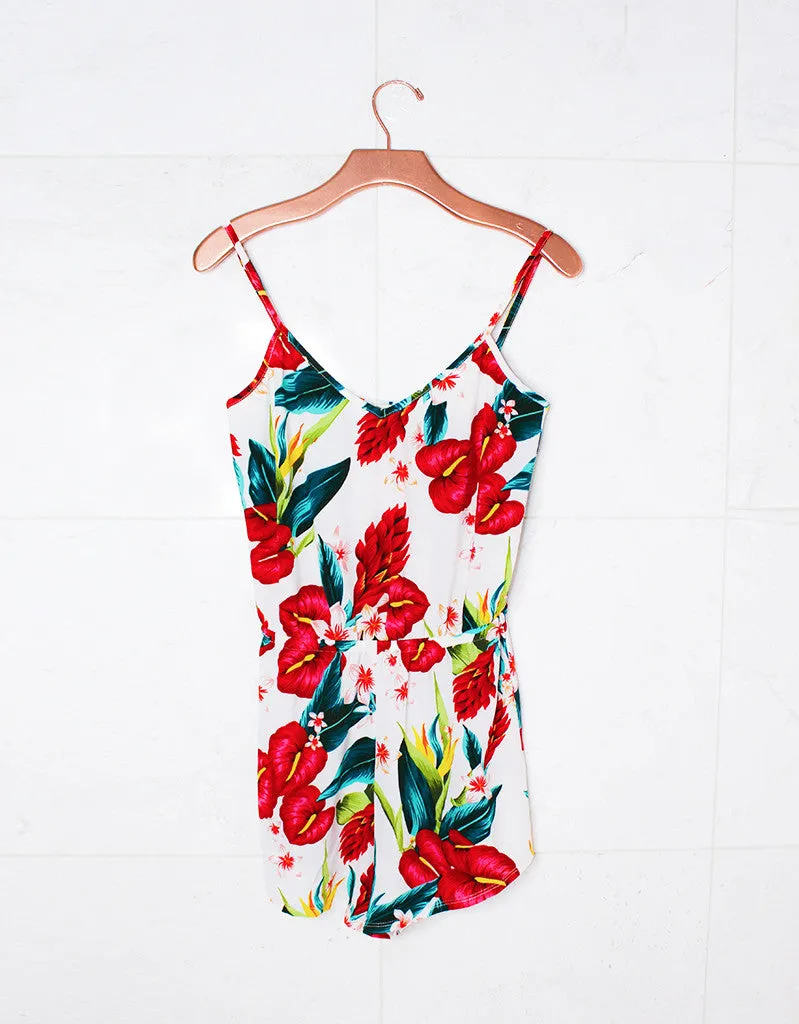Show Me Your Mumu Rorey Romper in Flamingo Flower Stretch