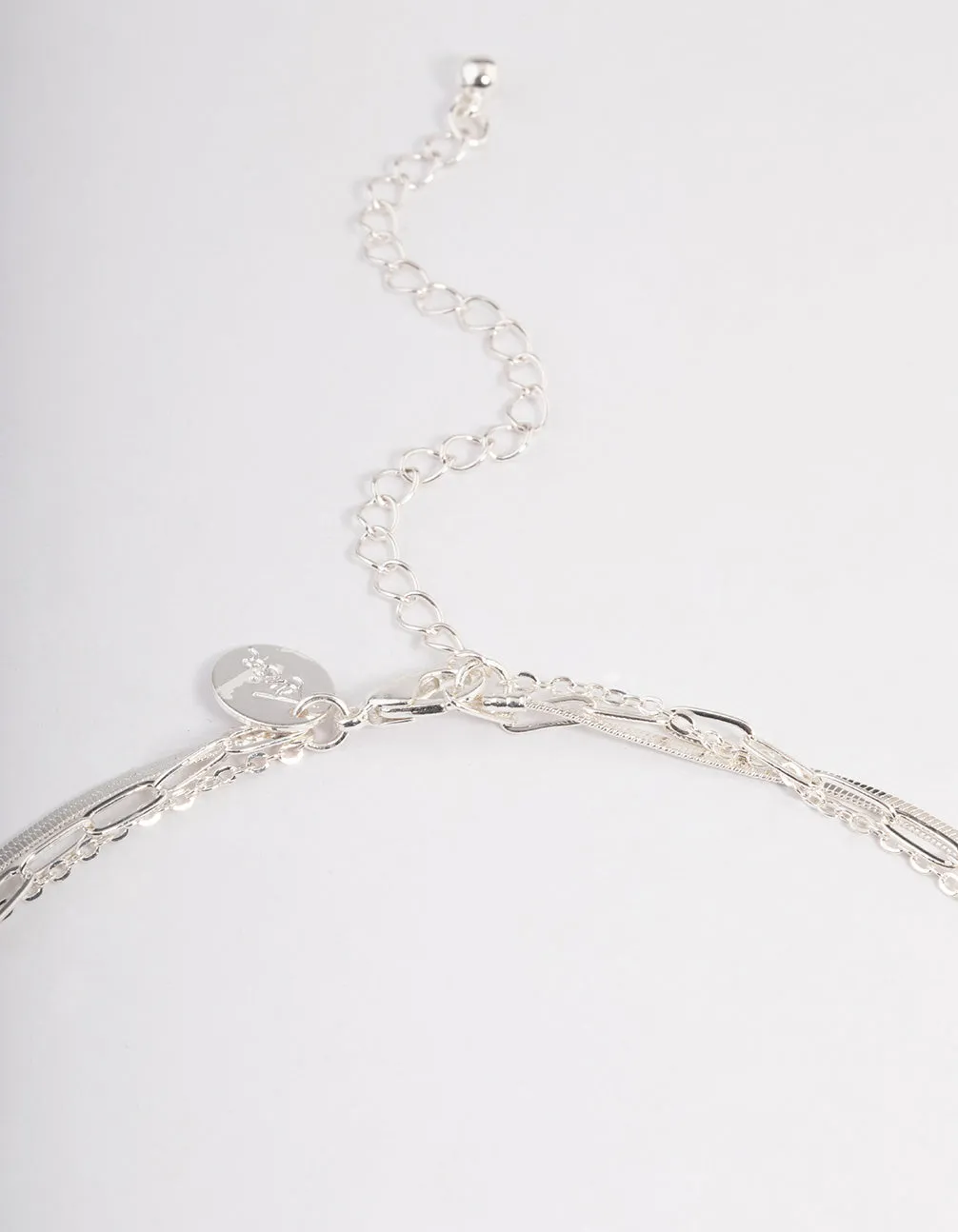 Silver Plated Square Cubic Zirconia Drop Chain Necklace