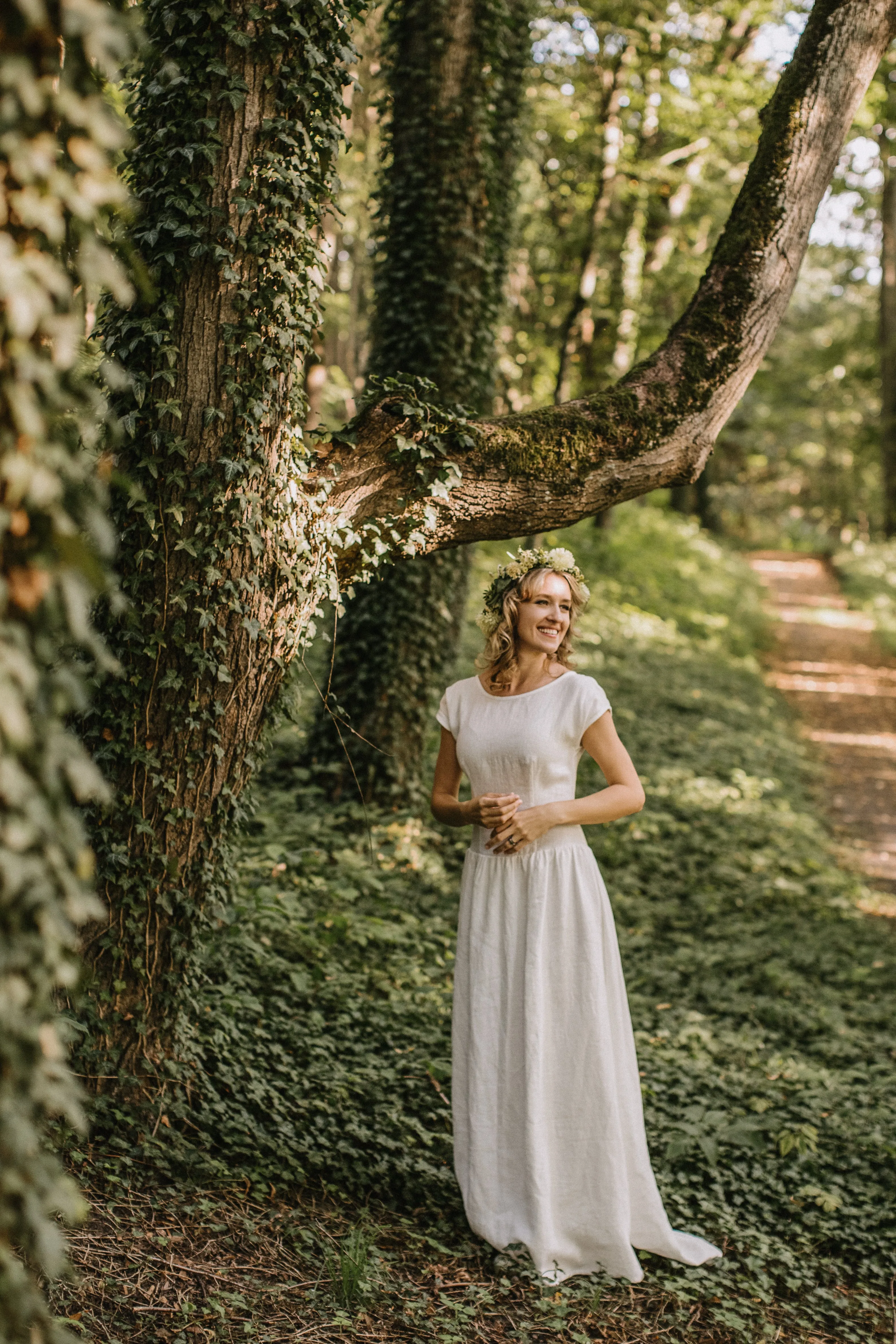 Simple Elegant Linen Wedding Dress