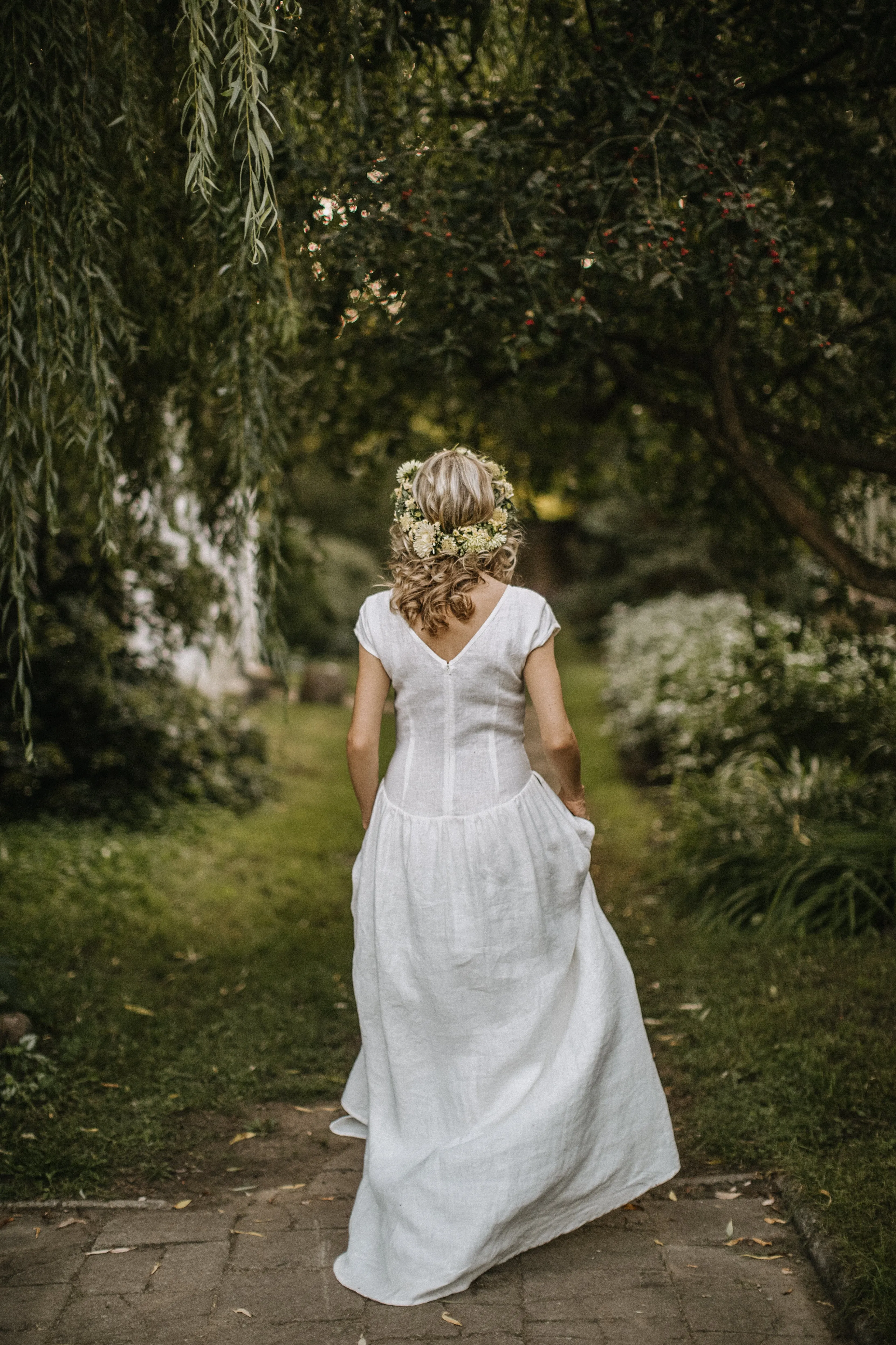Simple Elegant Linen Wedding Dress
