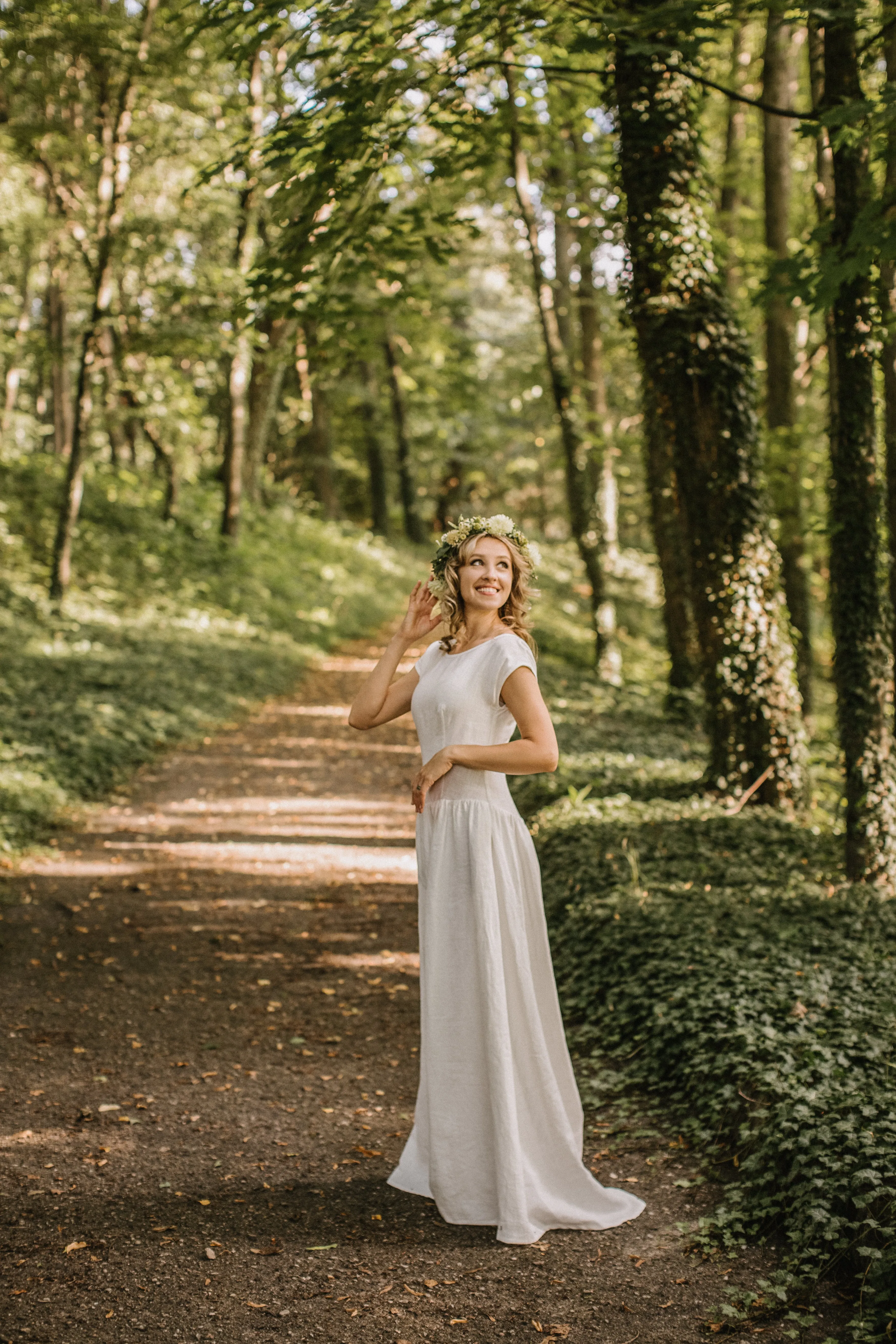 Simple Elegant Linen Wedding Dress