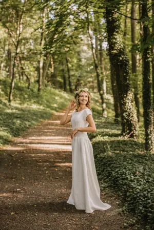 Simple Elegant Linen Wedding Dress