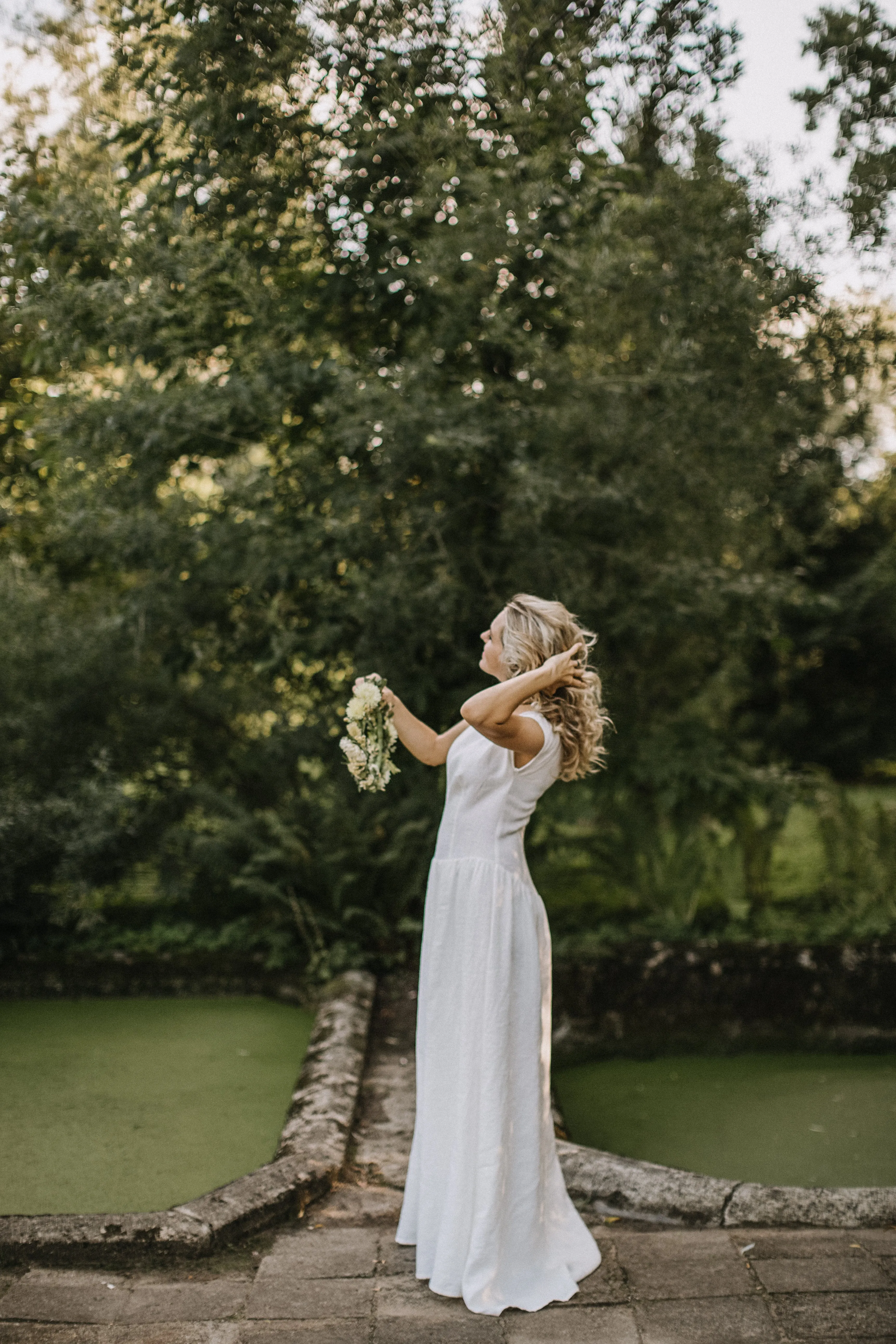 Simple Elegant Linen Wedding Dress