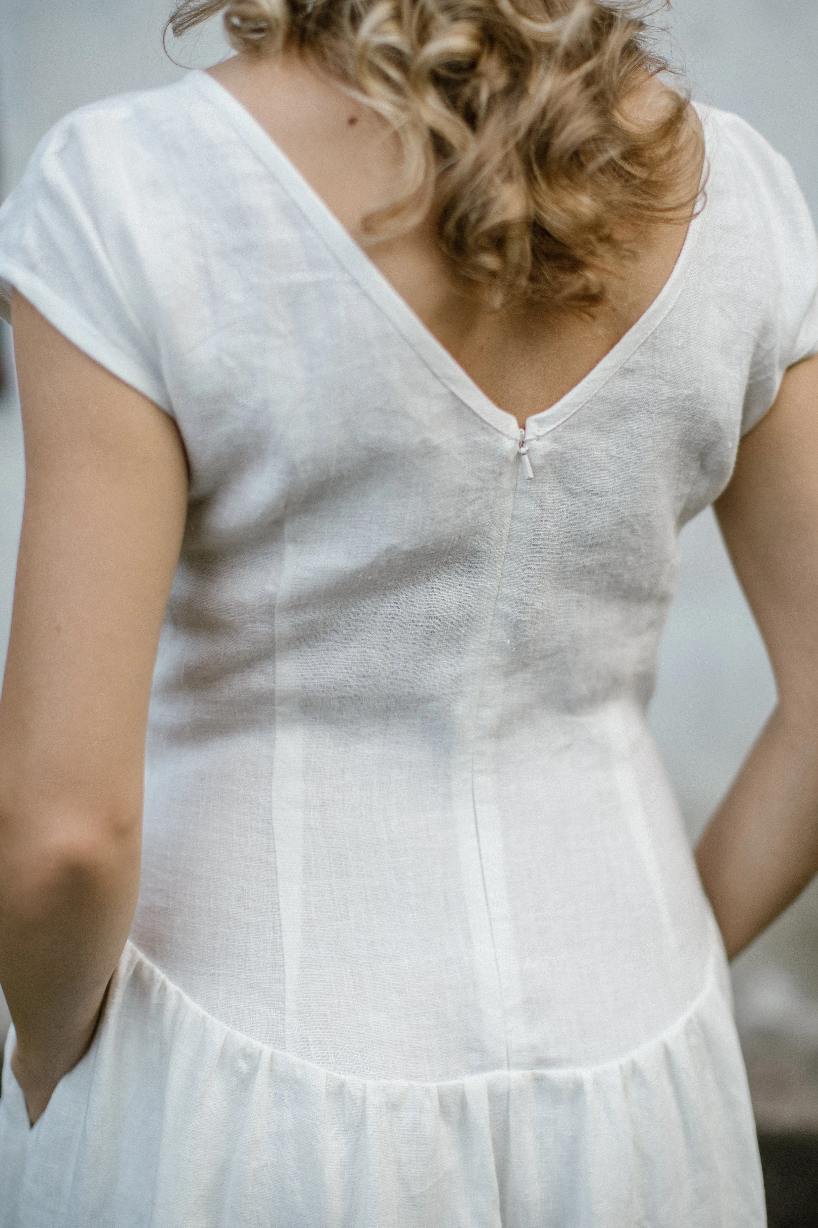 Simple Elegant Linen Wedding Dress