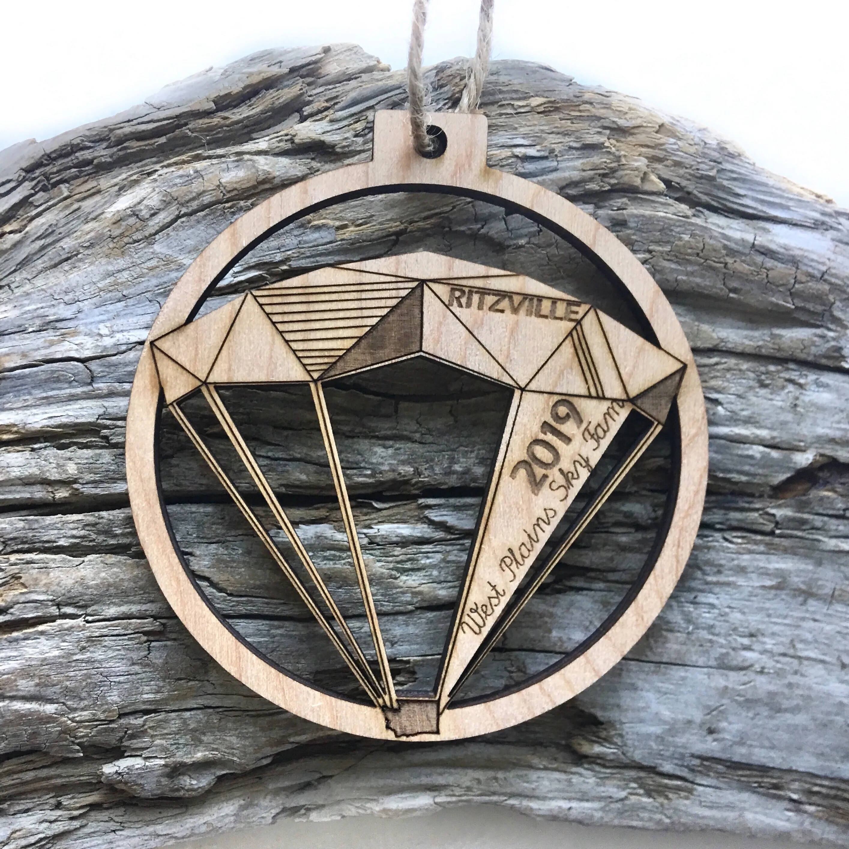 Skydive Parachute - Skydiving Engraved Wood Christmas Ornament