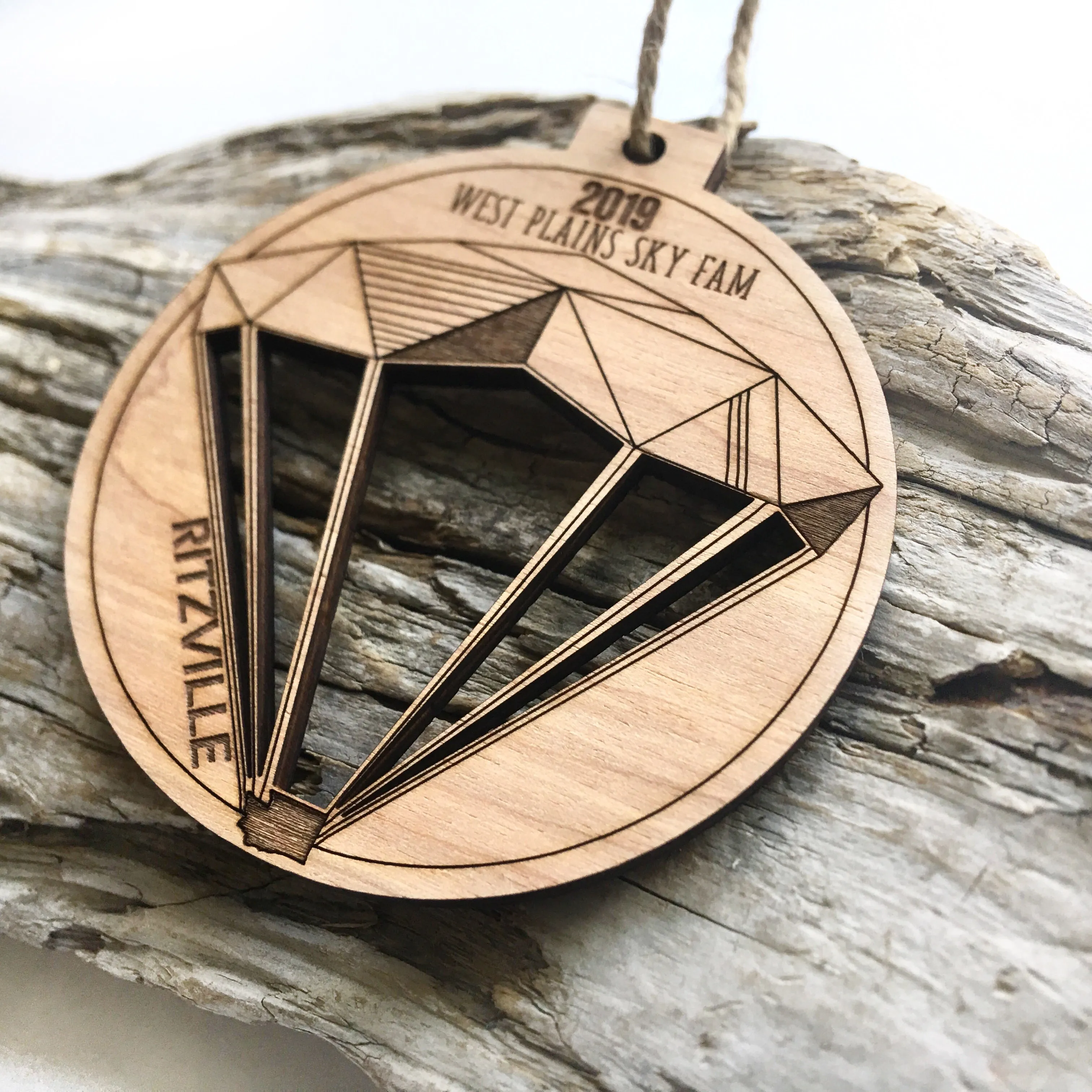 Skydive Parachute - Skydiving Engraved Wood Christmas Ornament