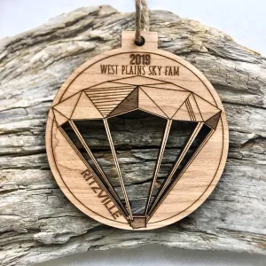 Skydive Parachute - Skydiving Engraved Wood Christmas Ornament