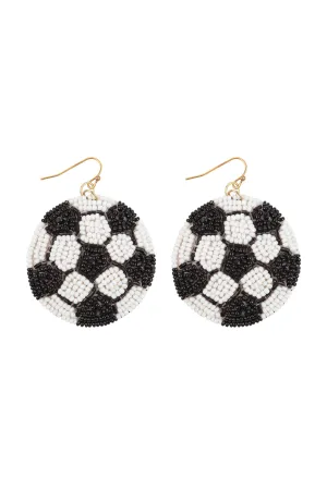 SOCCERBALL SEED BEADS FISH HOOK EARRINGS