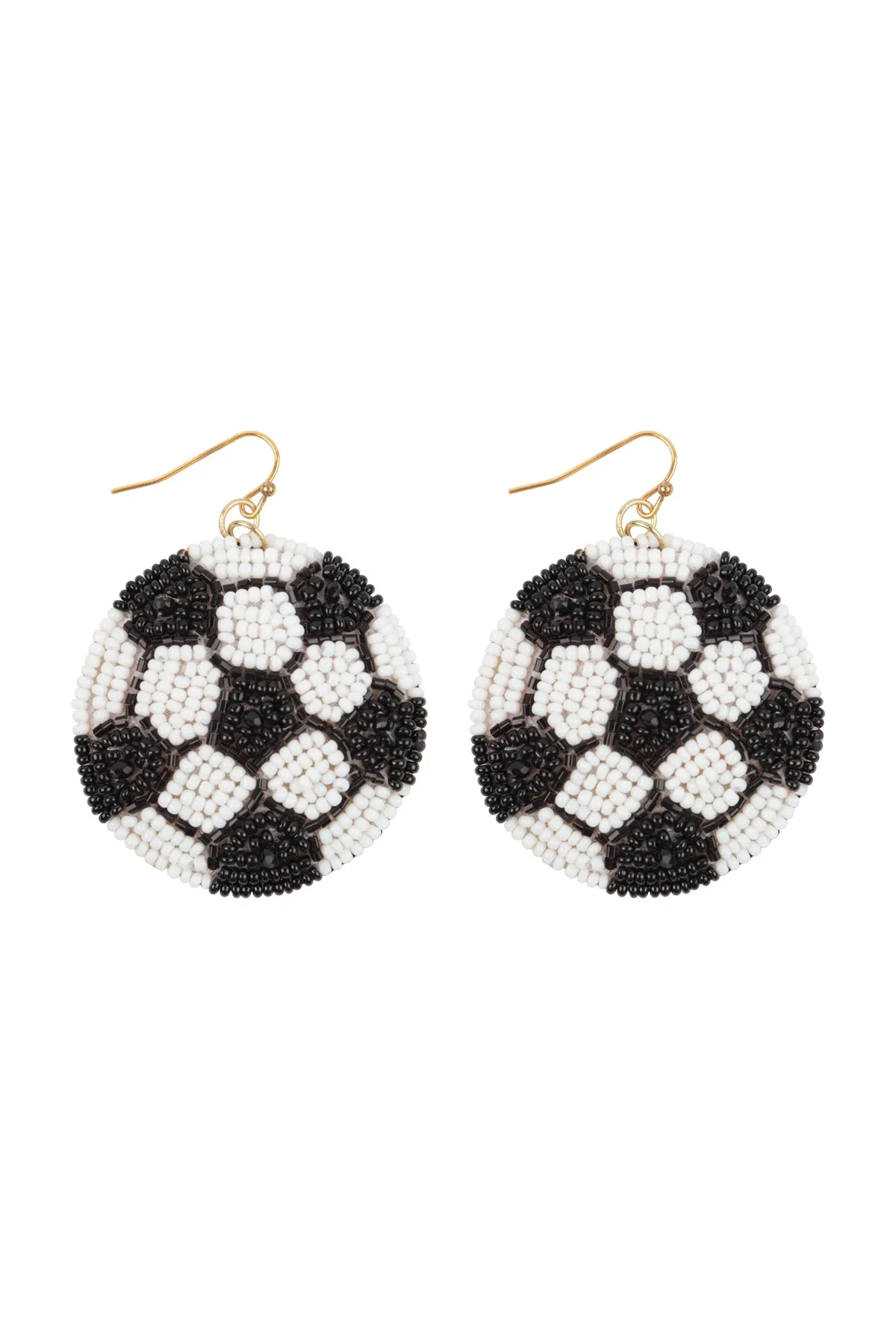 SOCCERBALL SEED BEADS FISH HOOK EARRINGS