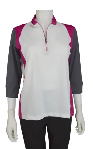 Sport Haley Della Color Block 3/4 Sleeve Mock