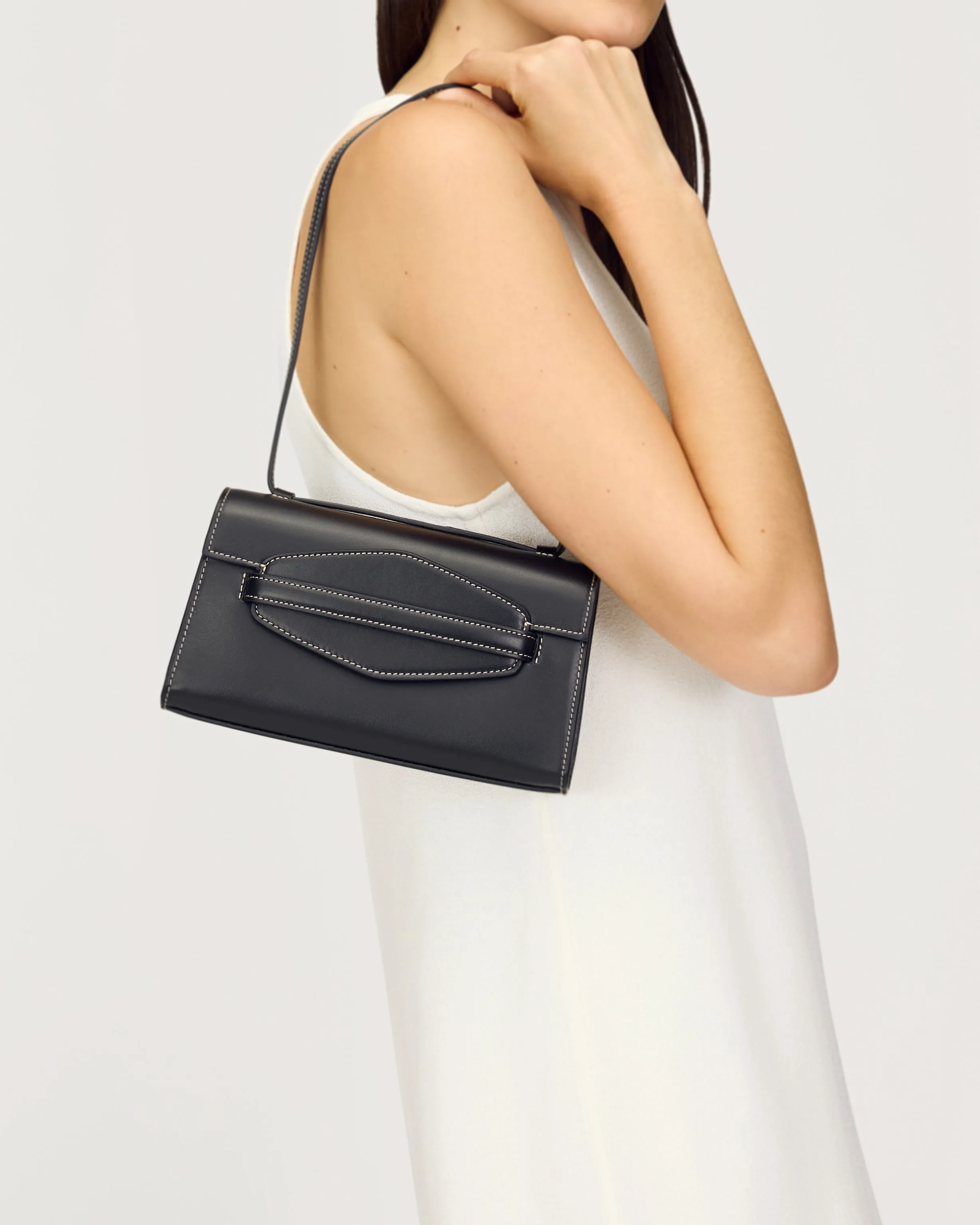 Sport Shoulder Bag in Black Leather