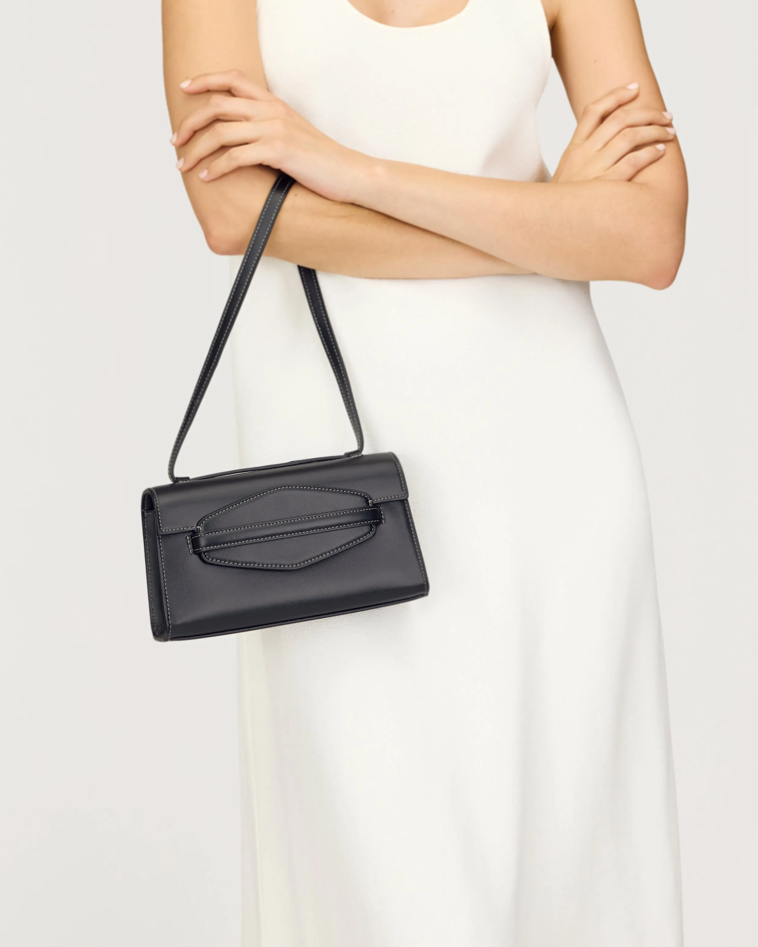 Sport Shoulder Bag in Black Leather