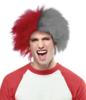 Sports Fun Wig Red Grey Adult Unisex