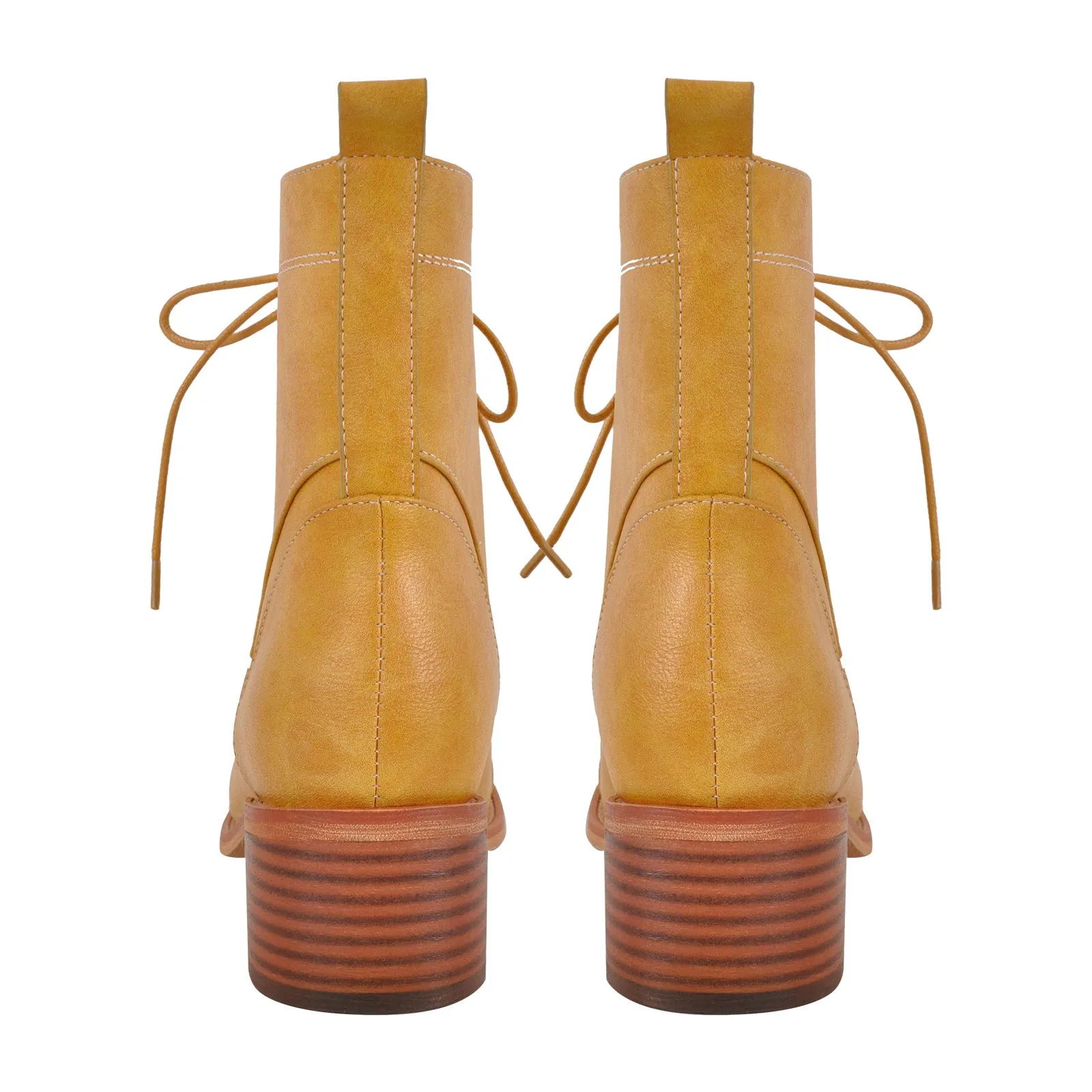 Square Toe Lace-up Chunky Heel Ankle Boots