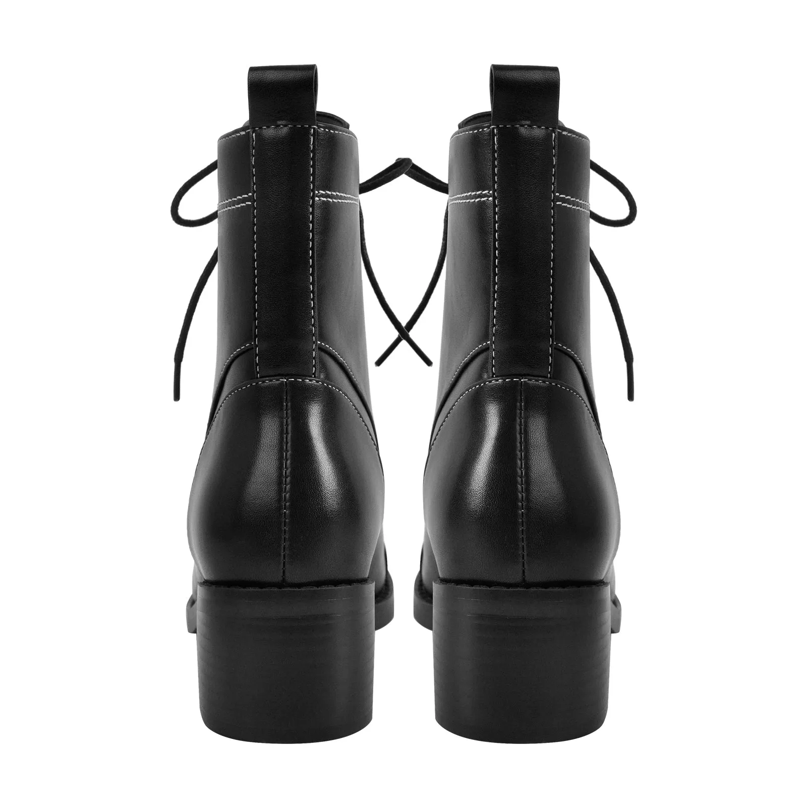 Square Toe Lace-up Chunky Heel Ankle Boots