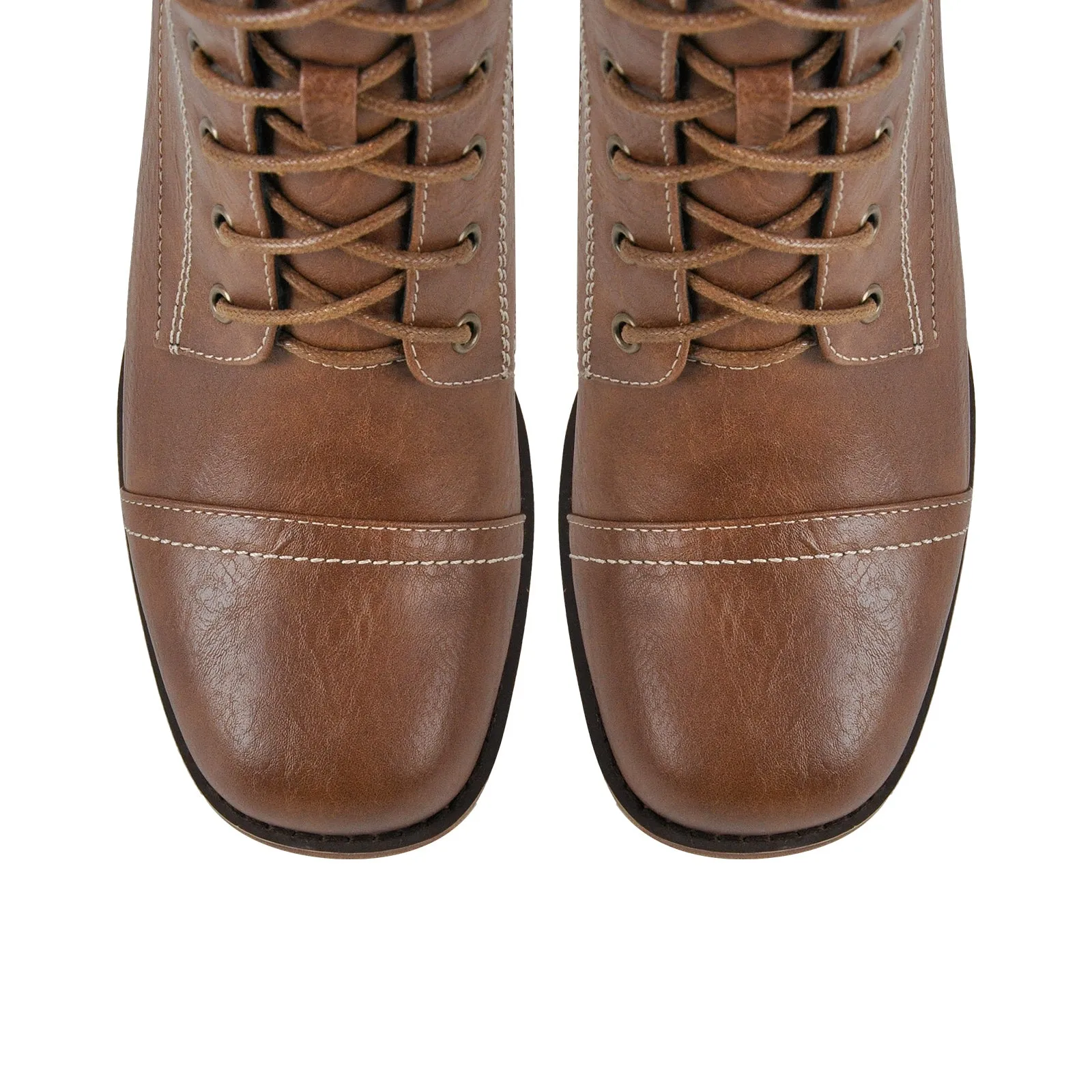 Square Toe Lace-up Chunky Heel Ankle Boots