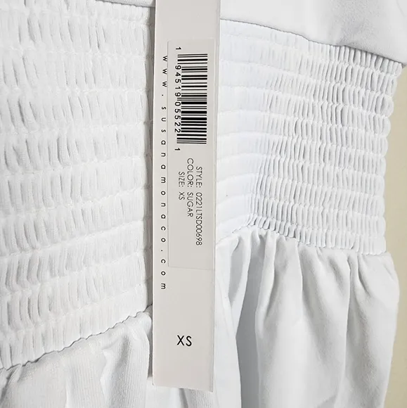 Susana Monaco V-neck Smock Waist Dress In White NWT Size XS